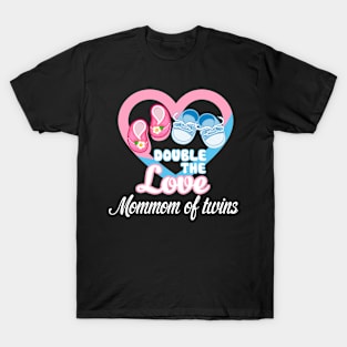 Double The Love Auntie Of Twins Shirt Twins Aunt Gifts Mommom of twins T-Shirt